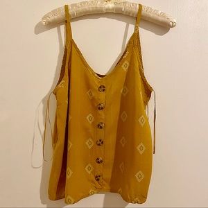 Paper Crane Yellow Mustard Button Spaghetti Strap Top